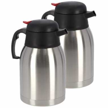 2x koffie/thee koffiekan rvs 1,2 liter