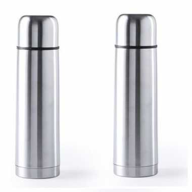 2x rvs koffiekansen/koffiekannen 500 ml zilver
