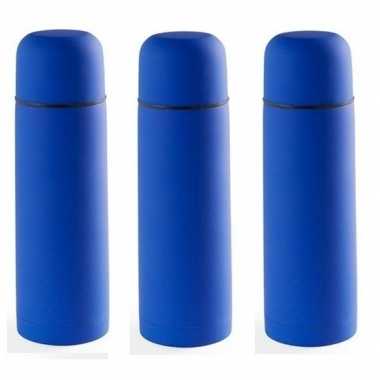 3x rvs koffiekansen/koffiekannen 500 ml blauw
