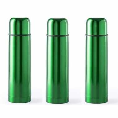 3x rvs koffiekansen/koffiekannen 500 ml groen