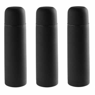 3x rvs koffiekansen/koffiekannen 500 ml zwart