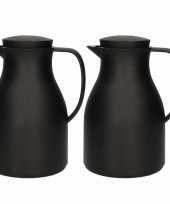 2x koffiekannen koffiekannen zwart met drukknop 1 liter
